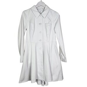 FIGS Lab Coat Womens Small White Long Sleeve Fit Flare Button Front Medical Dr